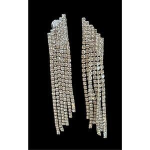 SHASHI Casino Earrings in Silver Rhinestones New